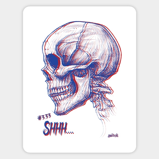 Retro Quiet Skull Sticker by pa2rok